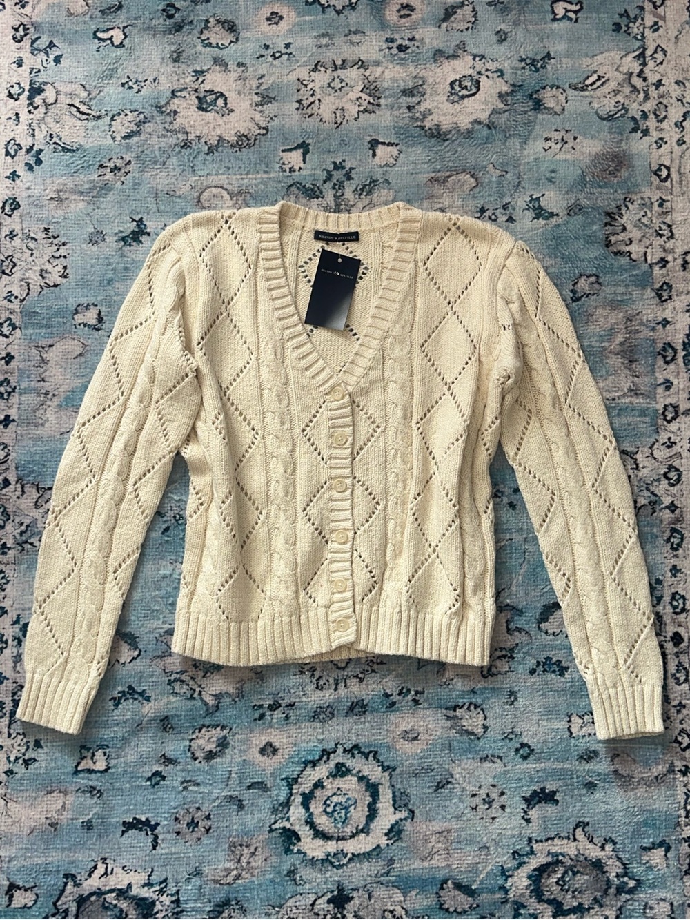 NWT Brandy Melville Sacha Button Up Sweater Cream Color One Size